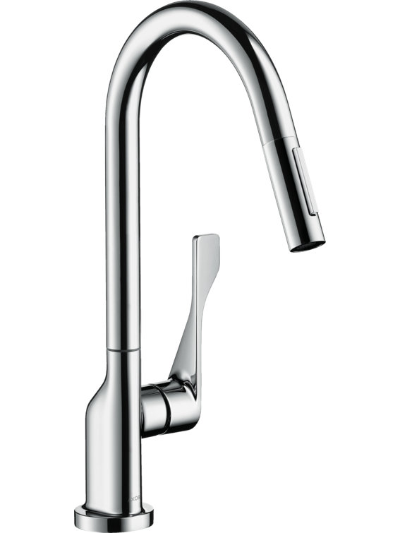 Chrome Brass Pull-Down Kitchen Faucet with Spray