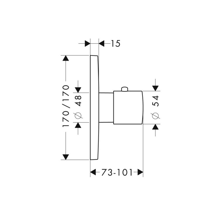 Modern Milan Brushed Nickel Wall-Mounted Thermostatic Shower Trim