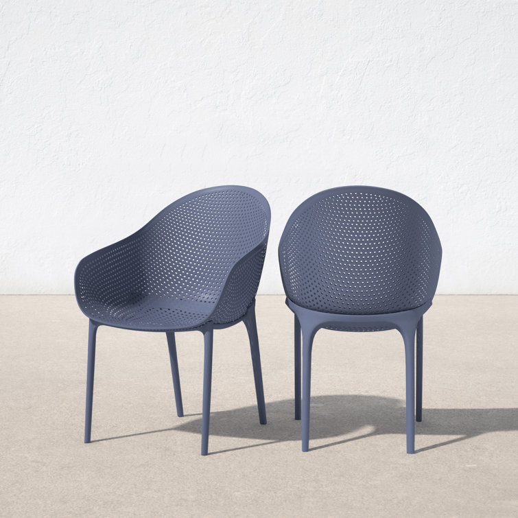 Dark Gray Plastic Resin Outdoor Dining Armchair Set