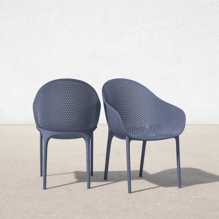 Dark Gray Plastic Resin Outdoor Dining Armchair Set