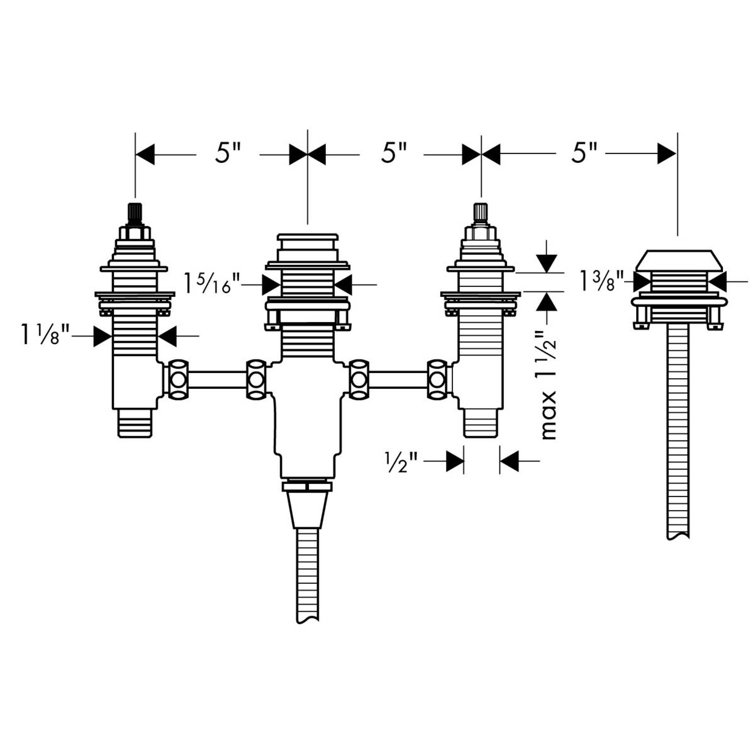 Modern European Brass 4-Hole Tub Filler Rough-In Valve