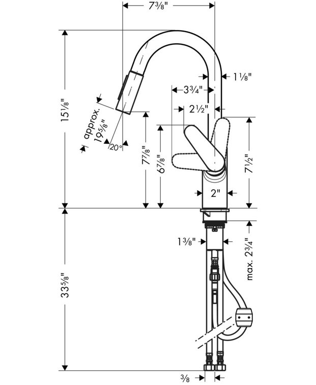 Chrome Pull-Down Single Handle Kitchen Faucet with Spray