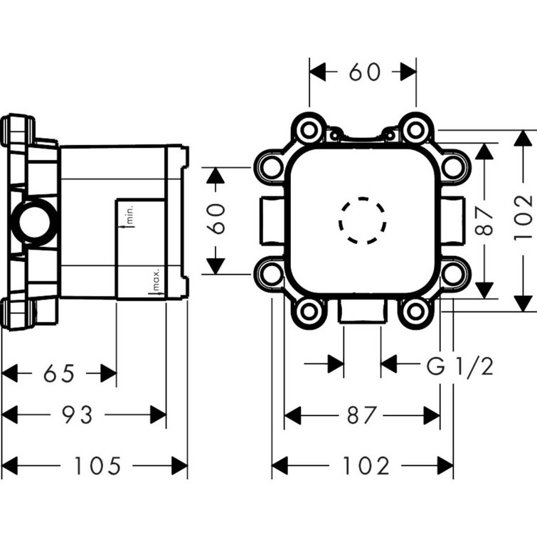 Axor Brass Wall Mounted Shower Rough-In Valve