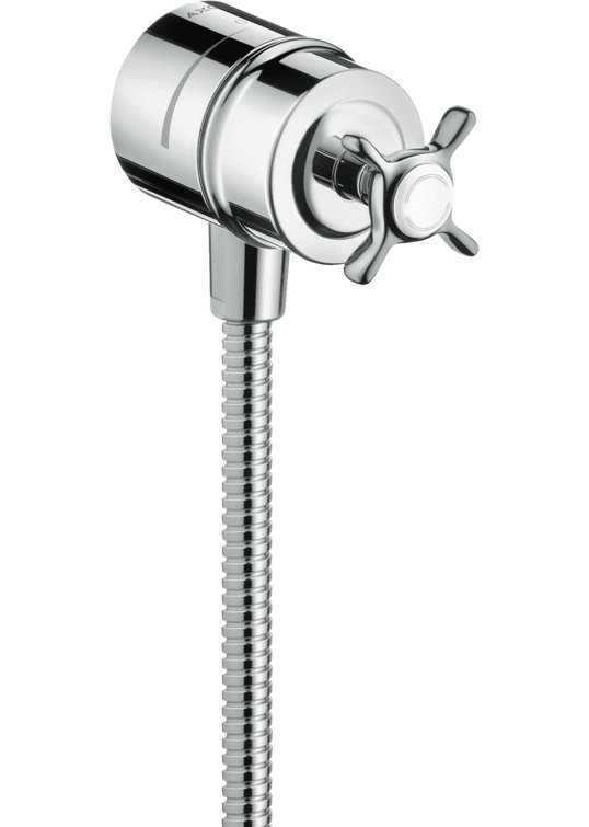 Polished Nickel Wall-Mounted Cross Handle Shower Valve