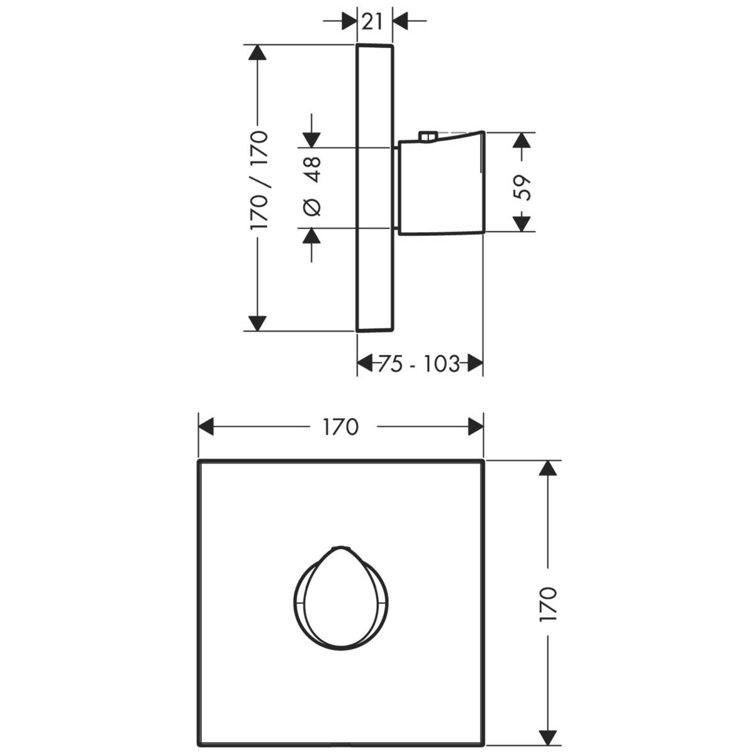 Chrome Modern Wall-Mounted Thermostatic Shower Trim