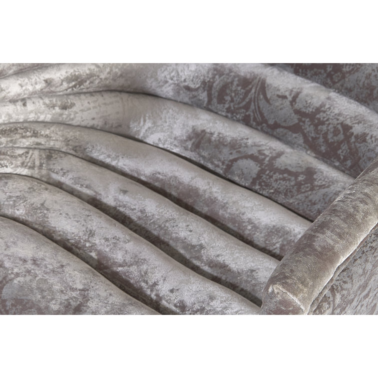 Contemporary Gray Velvet Barrel Accent Chair with Metal Legs