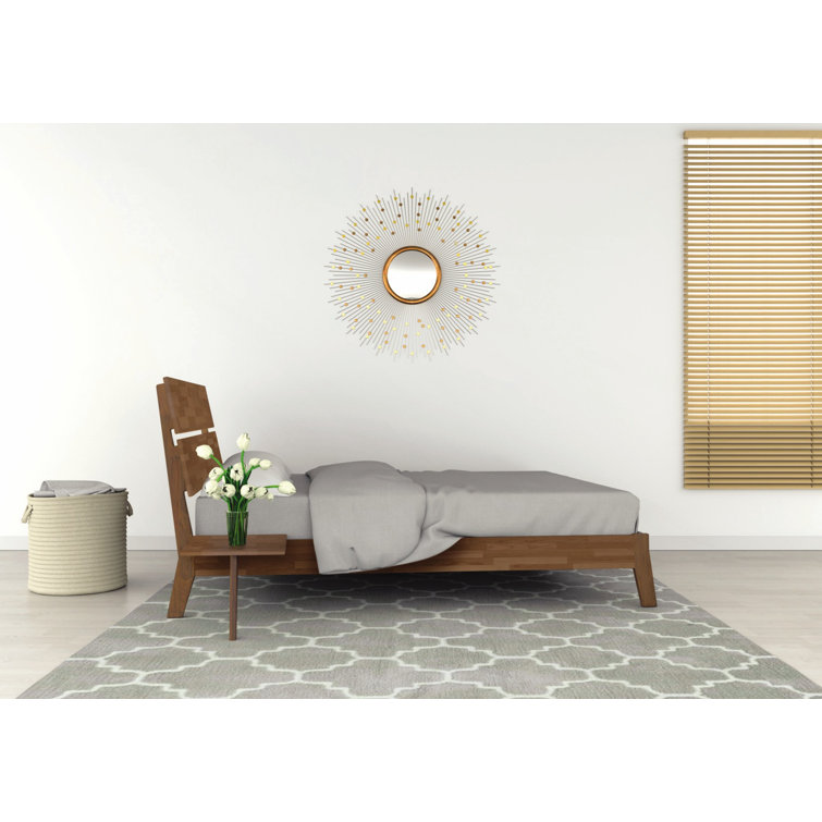 Queen Solid Wood Platform Bed with Attached Nightstands