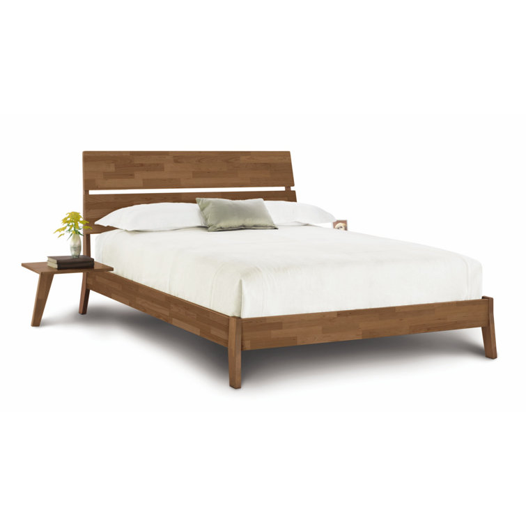 Queen Solid Wood Platform Bed with Attached Nightstands