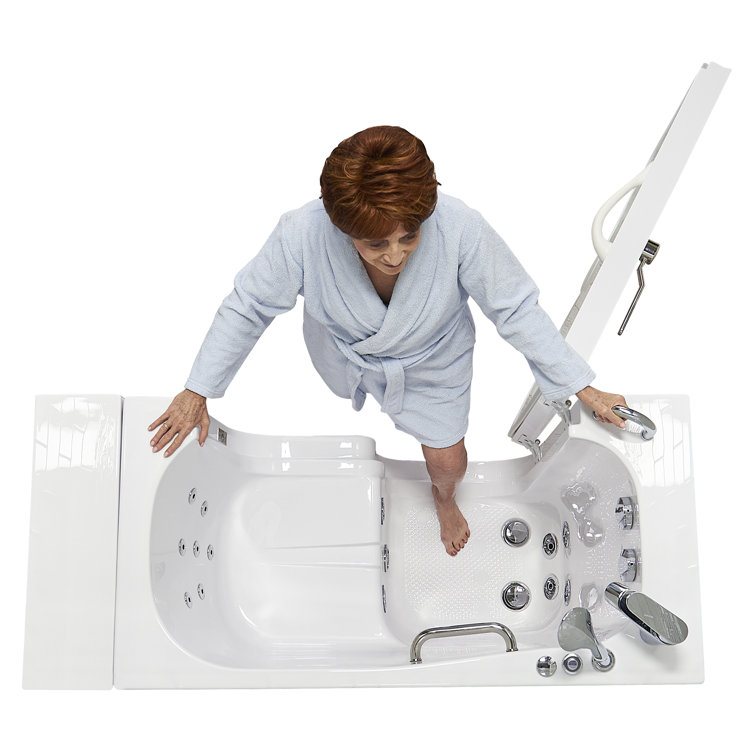 Wheelchair Accessible 26" x 52" White Acrylic Walk-In Bathtub