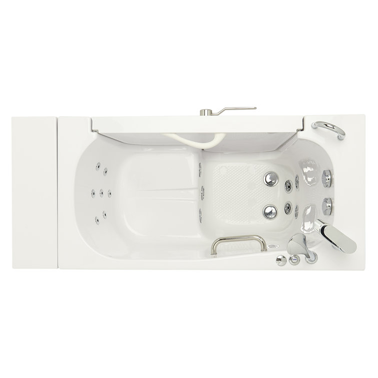 Wheelchair Accessible 26" x 52" White Acrylic Walk-In Bathtub