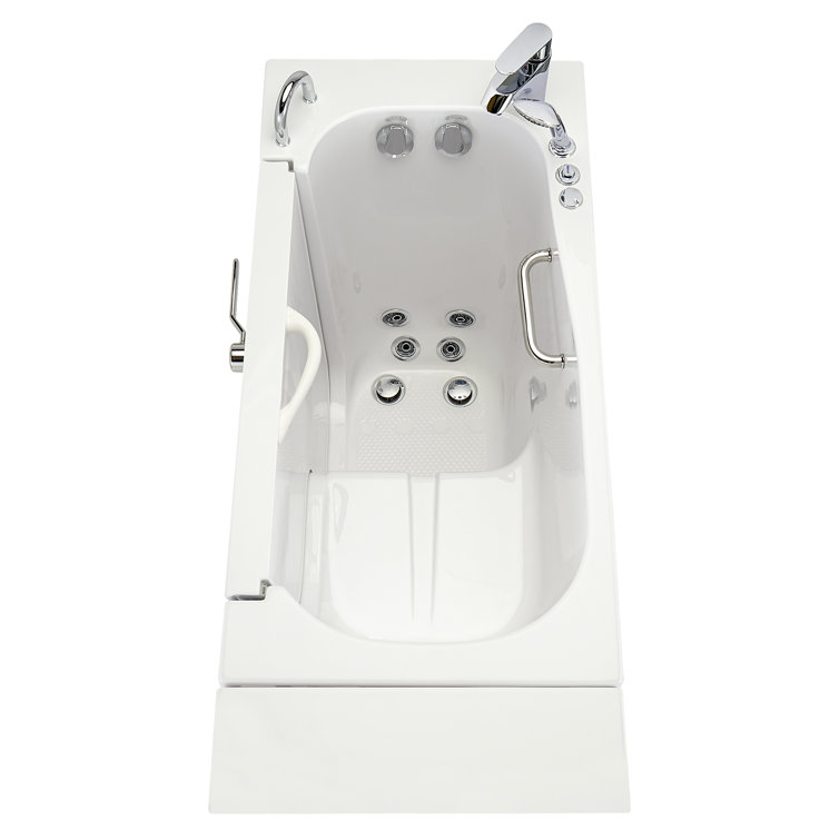 Wheelchair Accessible 26" x 52" White Acrylic Walk-In Bathtub