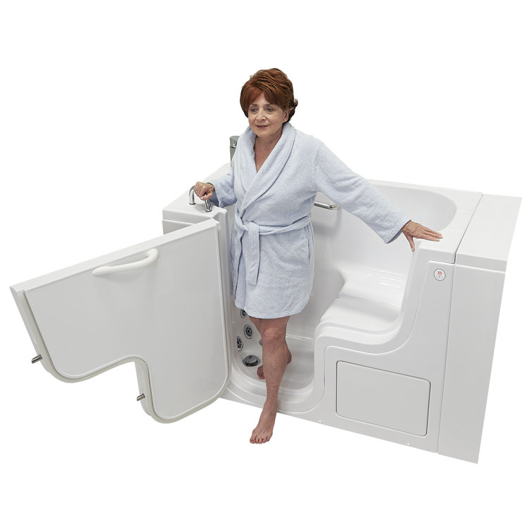 Wheelchair Accessible 26" x 52" White Acrylic Walk-In Bathtub