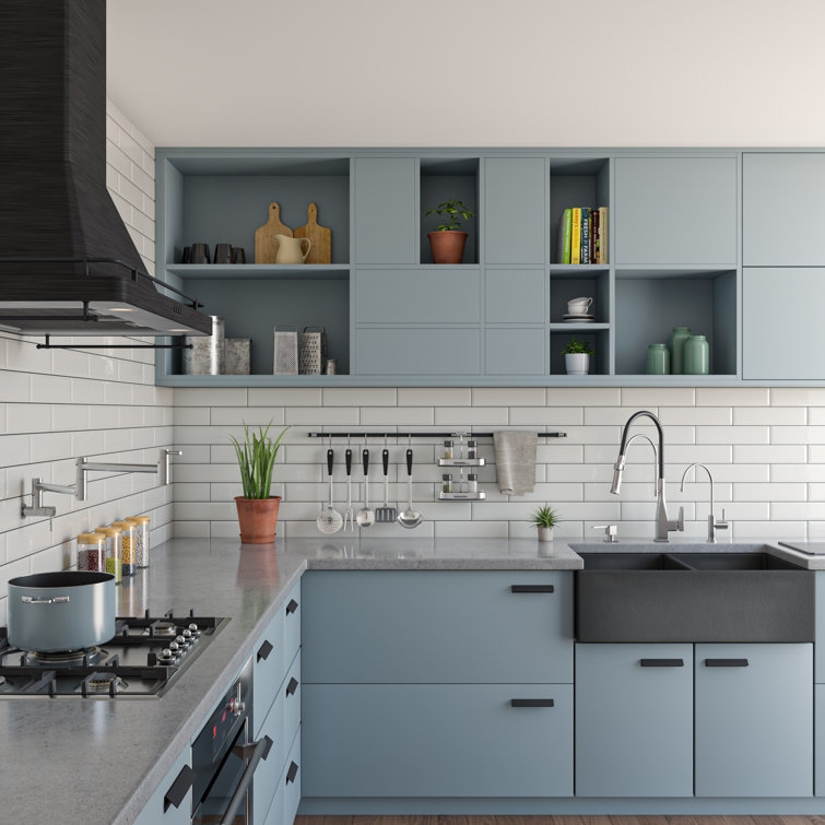 33'' Concrete Gray Double Bowl Fireclay Farmhouse Sink