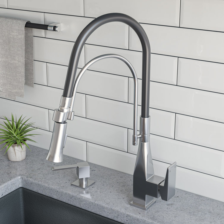 Brushed Nickel Pull-Down Kitchen Faucet with Spray