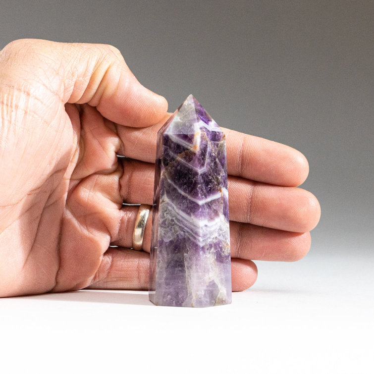 Polished Chevron Amethyst Crystal Point, 3.5-4.5 Inches