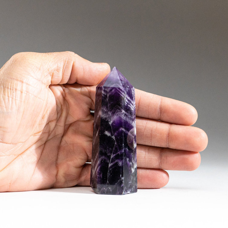 Polished Chevron Amethyst Crystal Point, 3.5-4.5 Inches