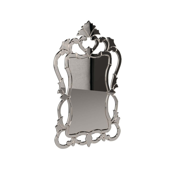 Contessa French Country Wood Crowned Top Mirror with Silver Embellishments