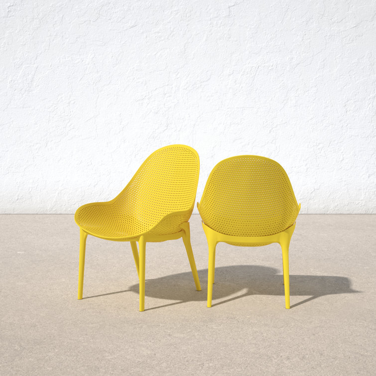 Yellow Polypropylene Armless Outdoor Lounge Chair Set