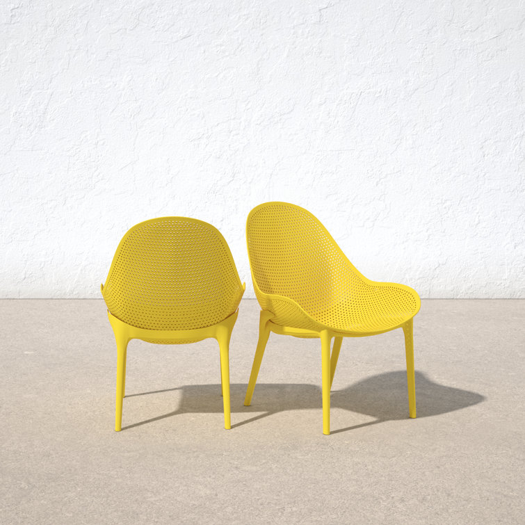Yellow Polypropylene Armless Outdoor Lounge Chair Set