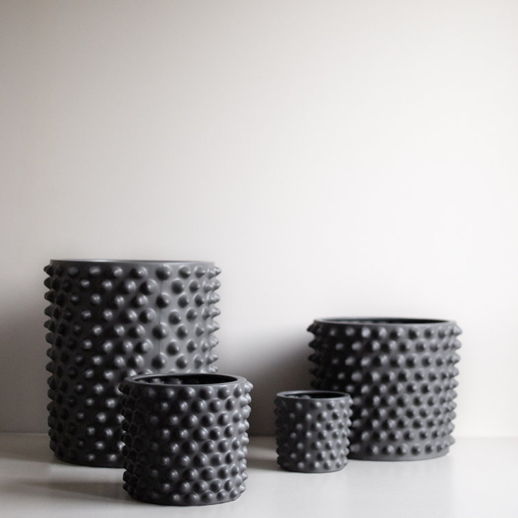 Gray Textured Ceramic Indoor Pot Planter