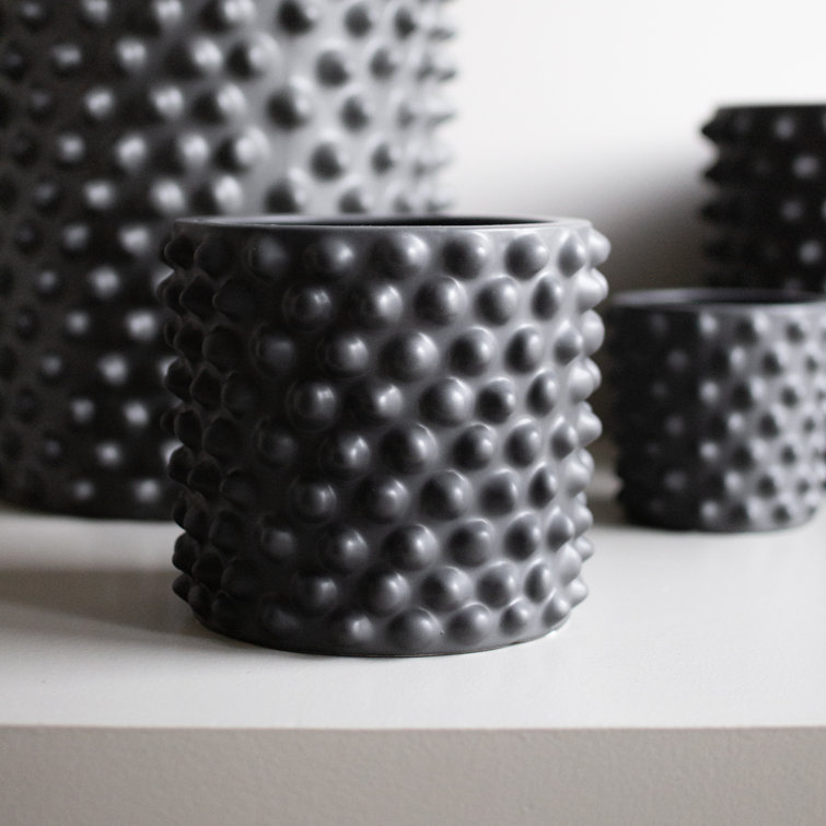 Gray Textured Ceramic Indoor Pot Planter