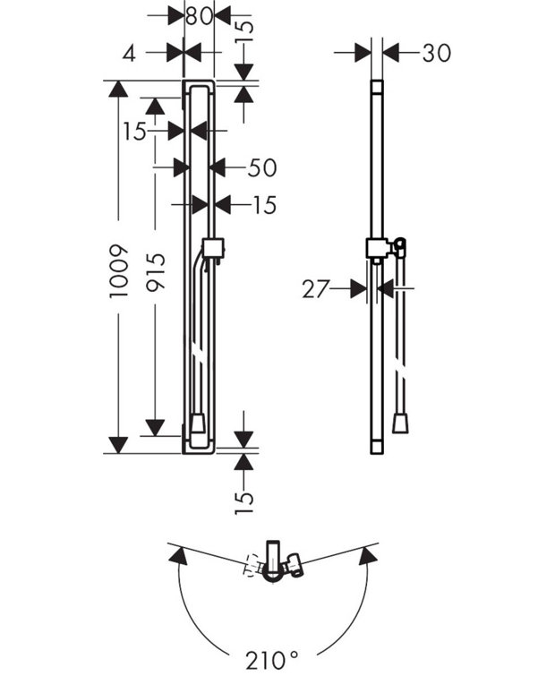 Chrome Modern Adjustable Wall-Mounted Shower Slide Bar