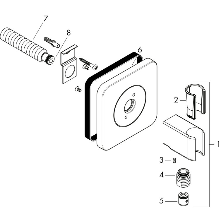 Chrome Wall Mount Handshower Holder with Backflow Prevention