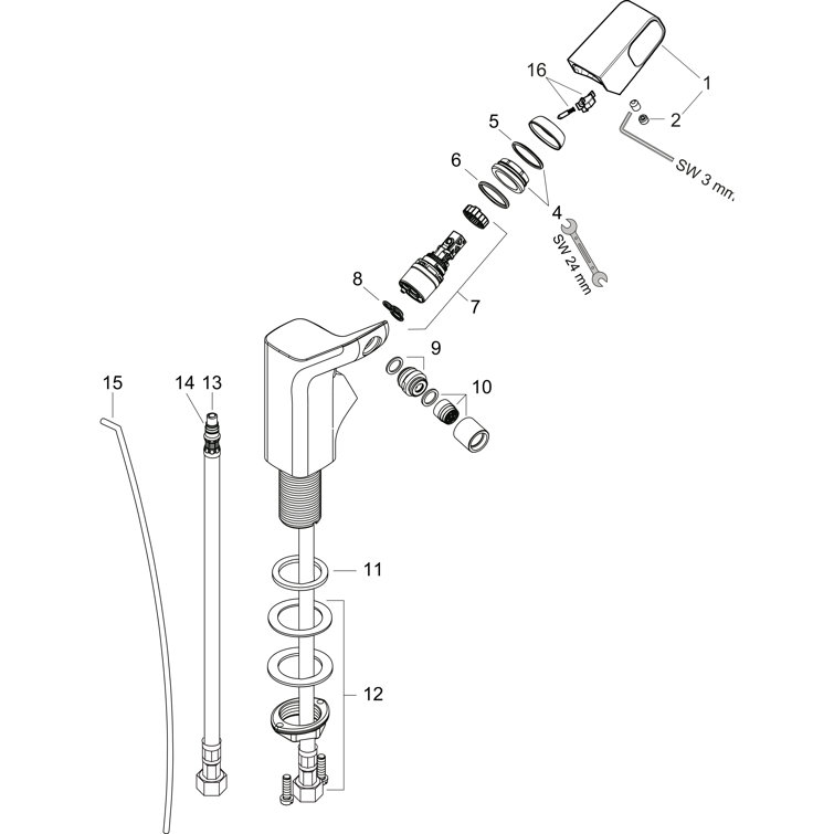 Modern Chrome Single-Hole Deck Mounted Faucet with Ceramic Disc Valve