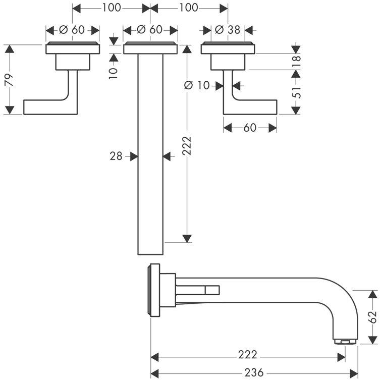 Contemporary Brushed Nickel Wall-Mounted Faucet with Dual Handles