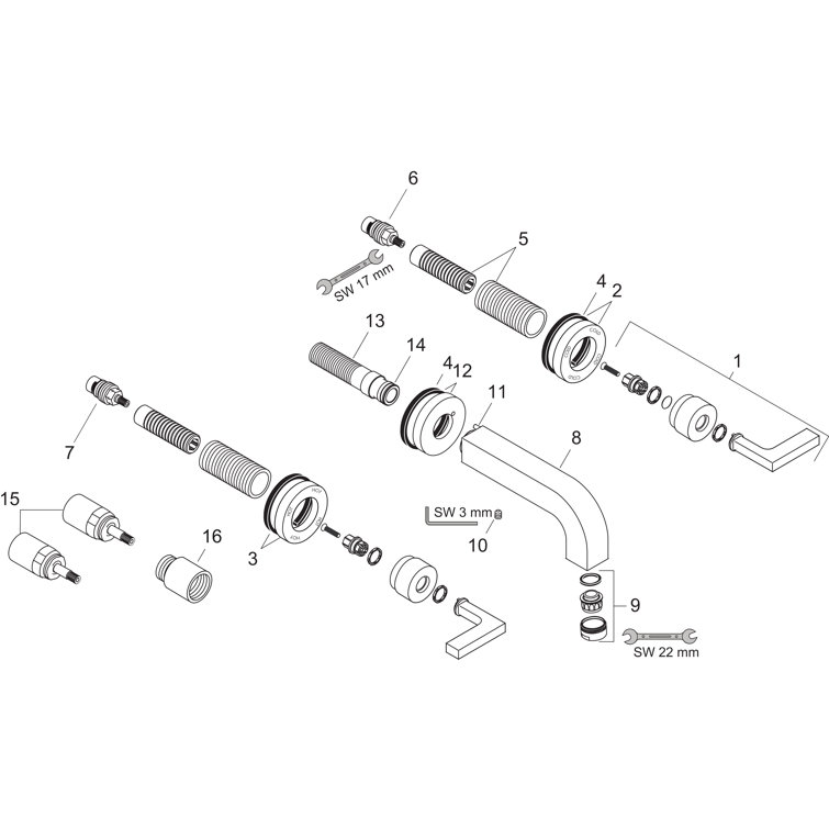 Contemporary Brushed Nickel Wall-Mounted Faucet with Dual Handles