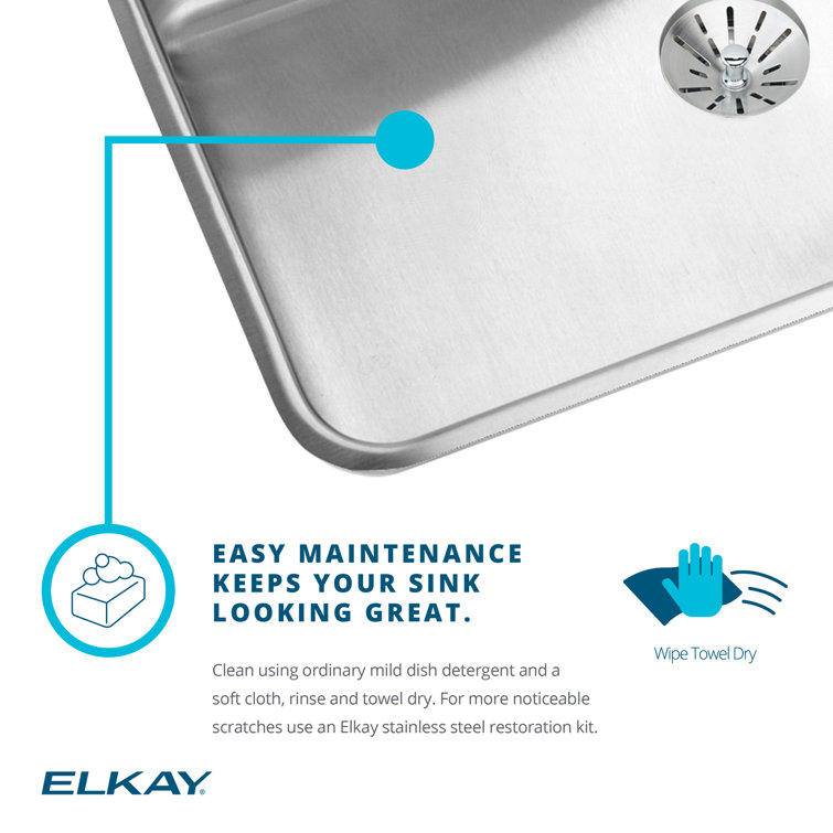 Lustertone 23.5" Stainless Steel Undermount Kitchen Sink with Perfect Drain