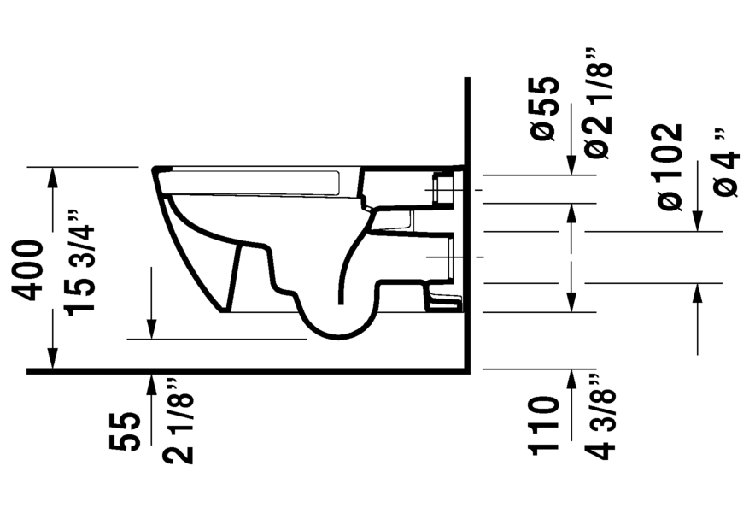 Happy D.2 Modern Wall Mounted Dual Flush Elongated Toilet in White