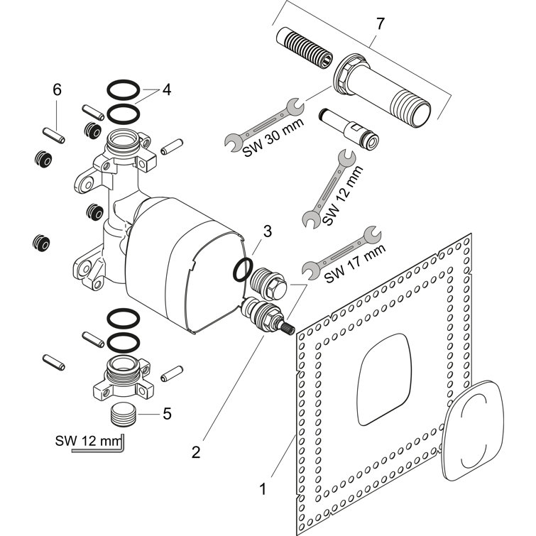 Axor Brass and White Modern Shower Rough-in Valve