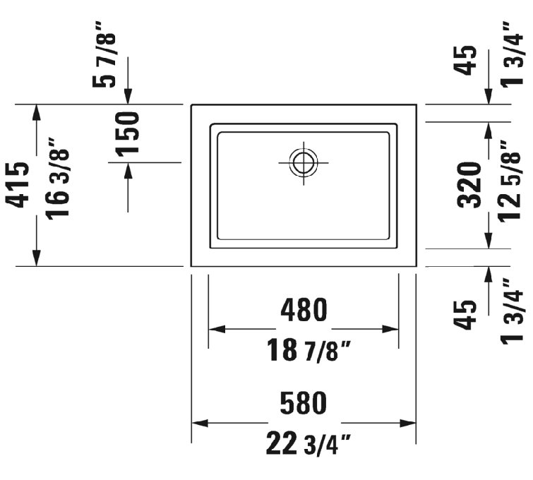 White Ceramic Rectangular Drop-In Bathroom Sink