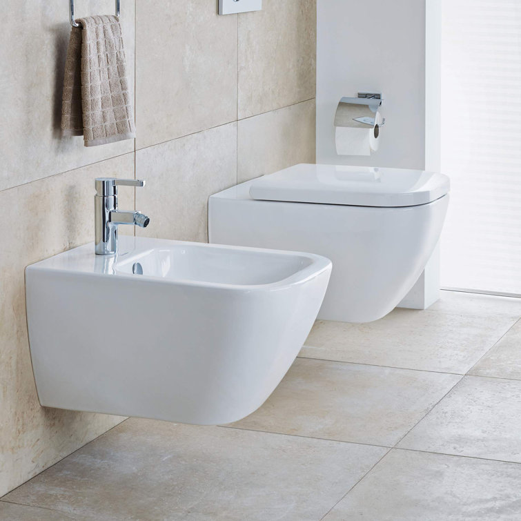 White Elongated Plastic Toilet Seat with Stainless Steel Hinges