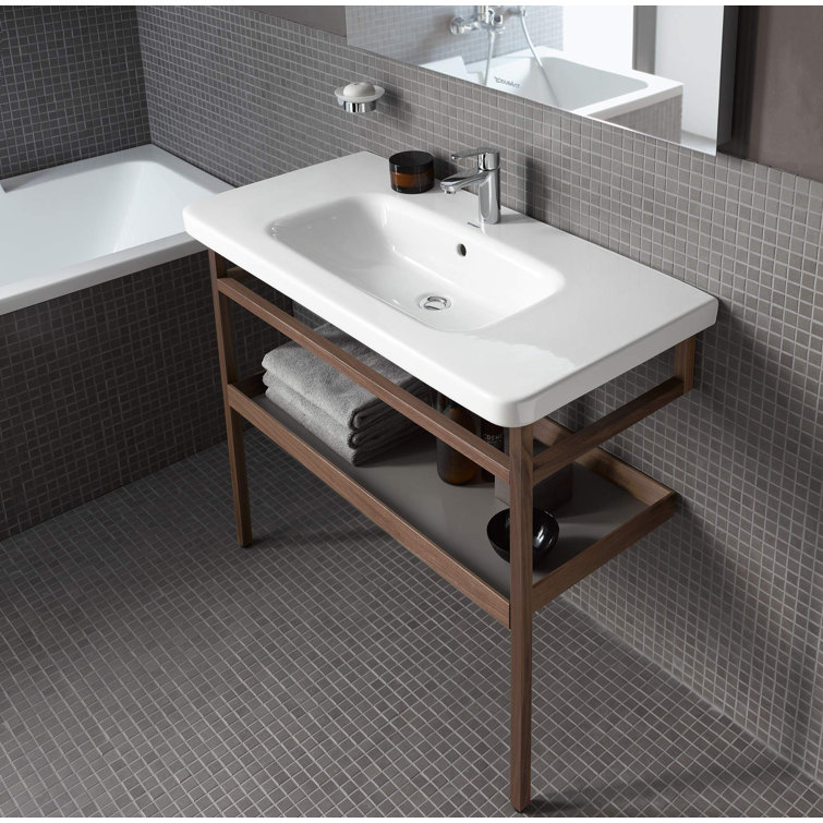 Elegant 40" White Ceramic Wall-Mount Bathroom Sink with Overflow