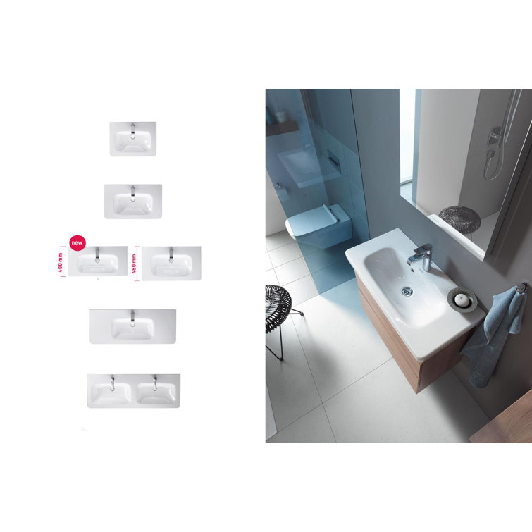 Elegant 40" White Ceramic Wall-Mount Bathroom Sink with Overflow