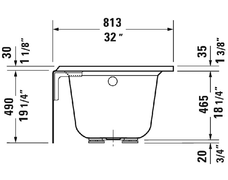 Duravit 60" White Acrylic Alcove Soaking Bathtub