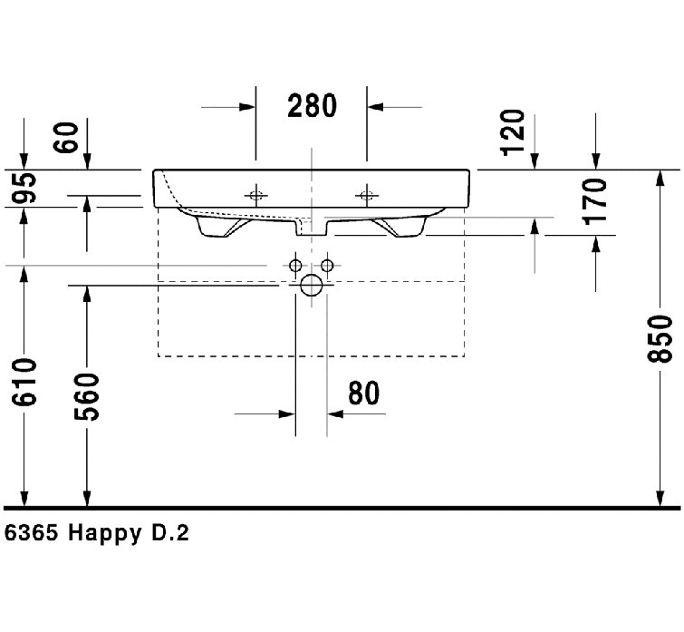 Happy D.2 White Ceramic 32" Wall Mount Bathroom Sink