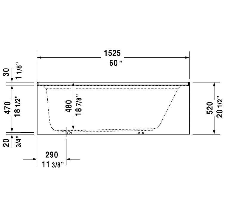 Architec 60" White Acrylic Alcove Soaking Bathtub