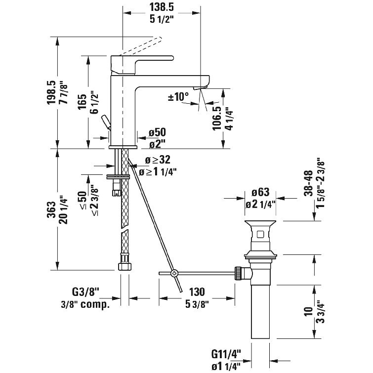 B.2 Series Sleek Chrome Single-Hole Bathroom Faucet