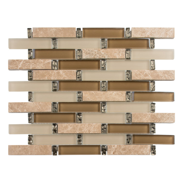 Saga Matte Brown Glass and Marble Mosaic Wall Tile