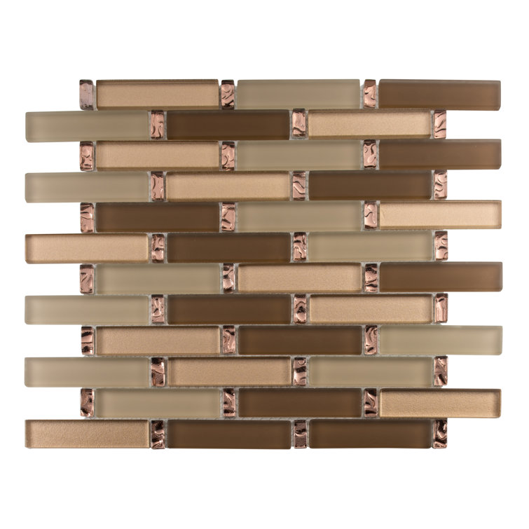 Saga Matte Brown Glass and Marble Mosaic Tile