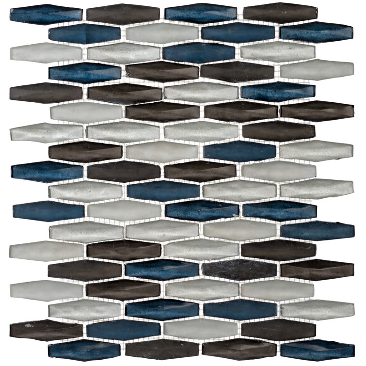 Rhapsody 2.5'' x 2.5'' Blue and Gray Glass Mosaic Tile