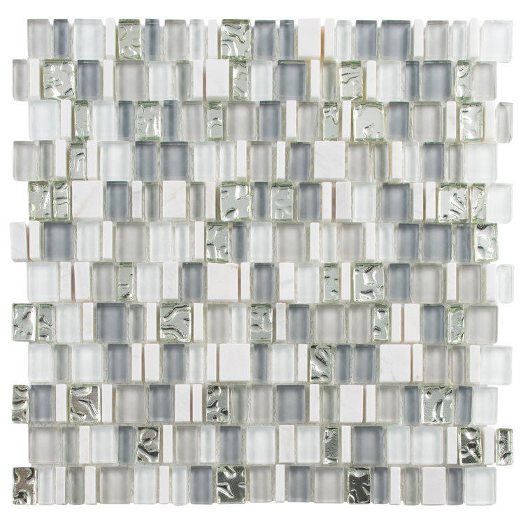 Quest Arctic Blue Stone and Glass Mosaic Tile