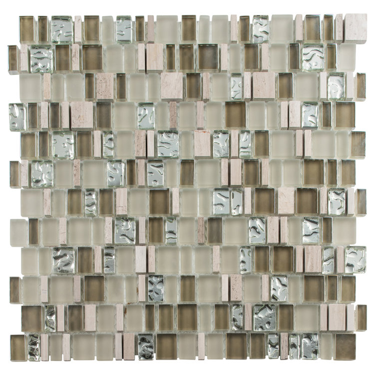 Quest Mojave Brown Stone and Glass Mosaic Tile