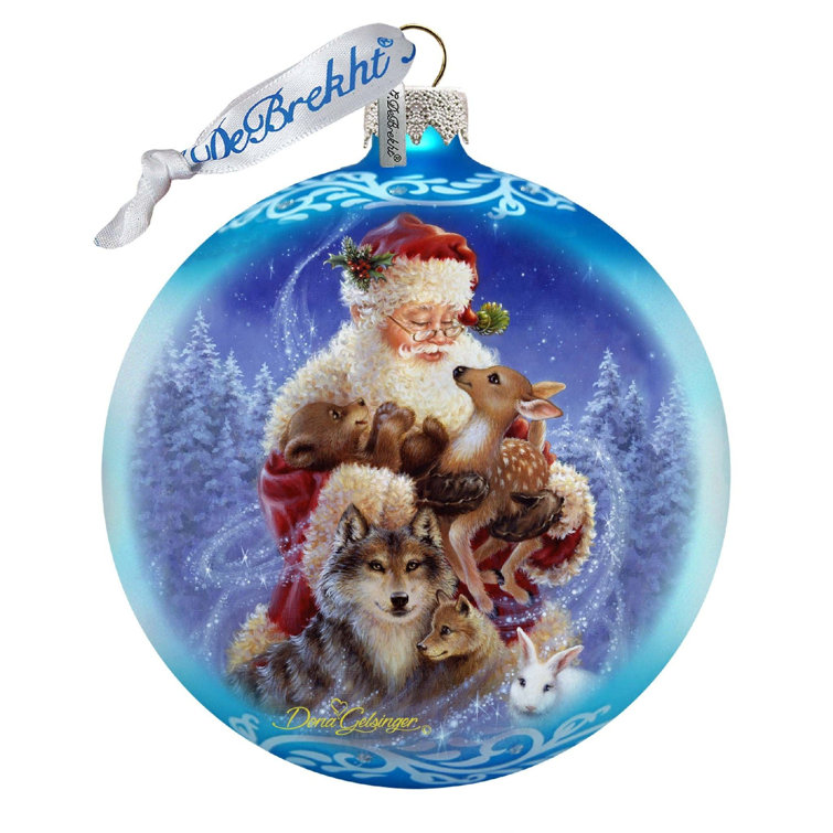 Handmade Santa and Friends Glass Christmas Ornament