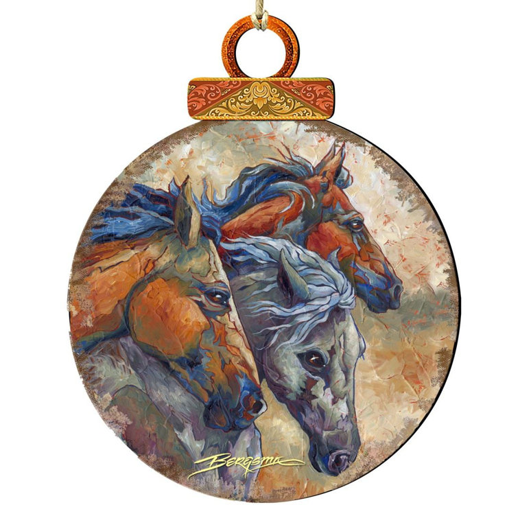 Handcrafted Wooden Horse Head Hanging Ornament Set