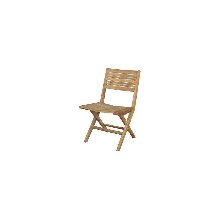 Teak Folding Patio Chair with Gray Cushions