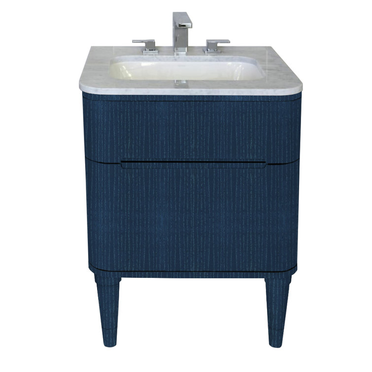 Horizon Blue Solid Wood Wall-Mount Single Vanity Base